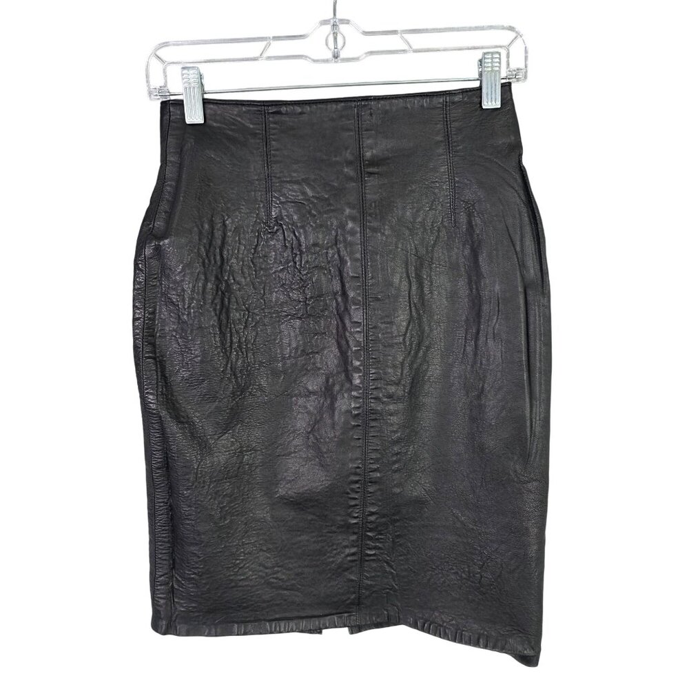 Womens Miss Jacksons Tulsa Lanna Black 100% Leather Pencil Skirt Lined Size 10